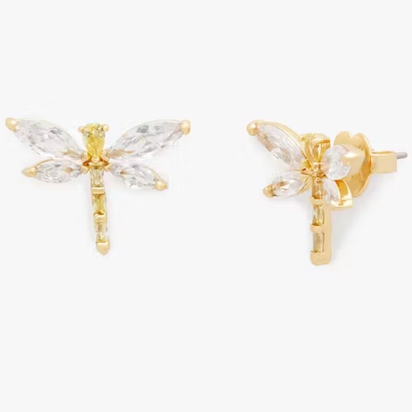 Kate Spade Greenhouse Dragonfly Studs ~ Dainty Rhinestone Stud Earrings - Picture 4 of 7